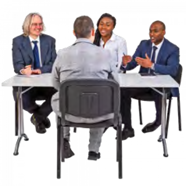 Four people at a table