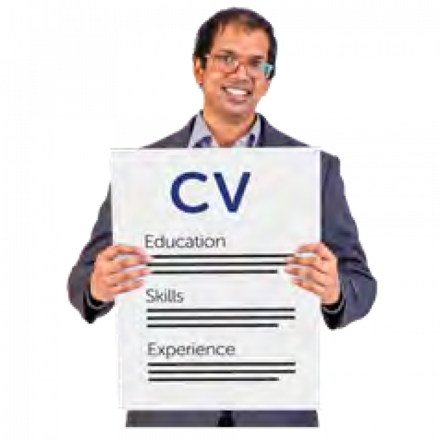A man holding a CV