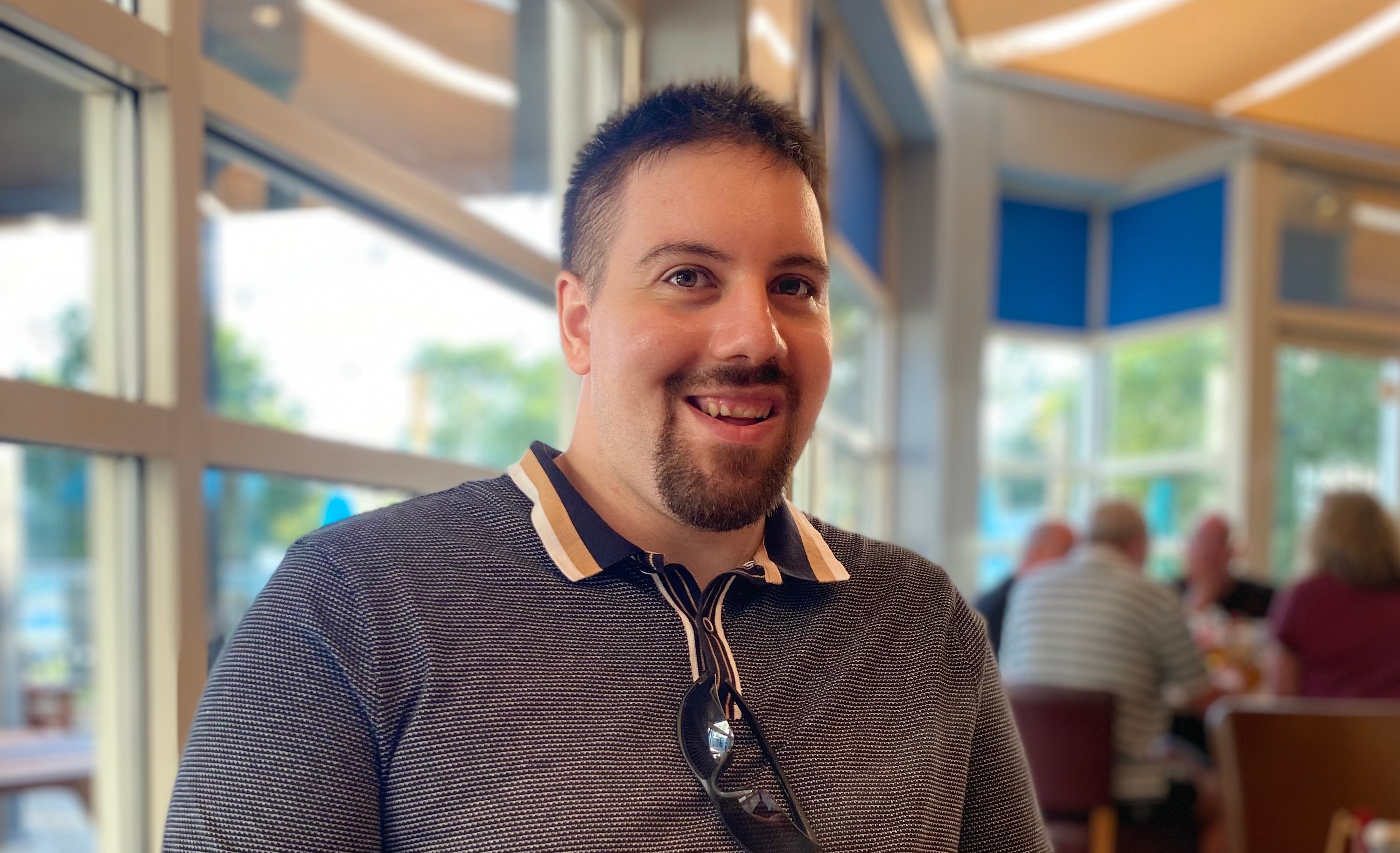 Mikey out at a local cafe