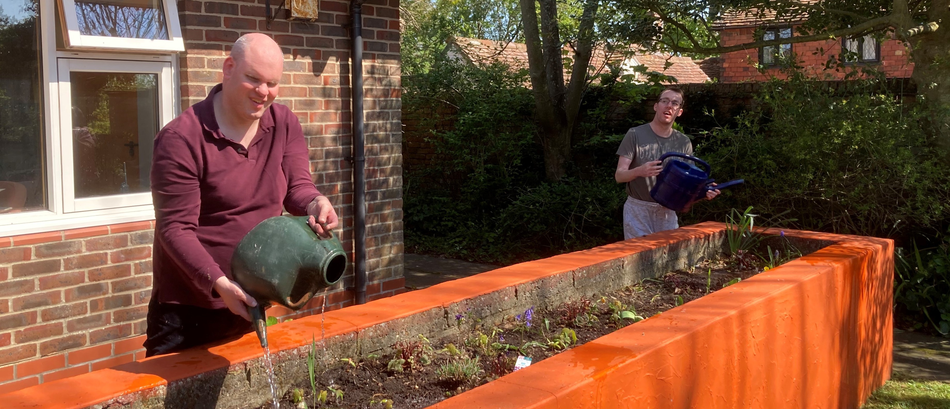 Ben and Jordan gardening