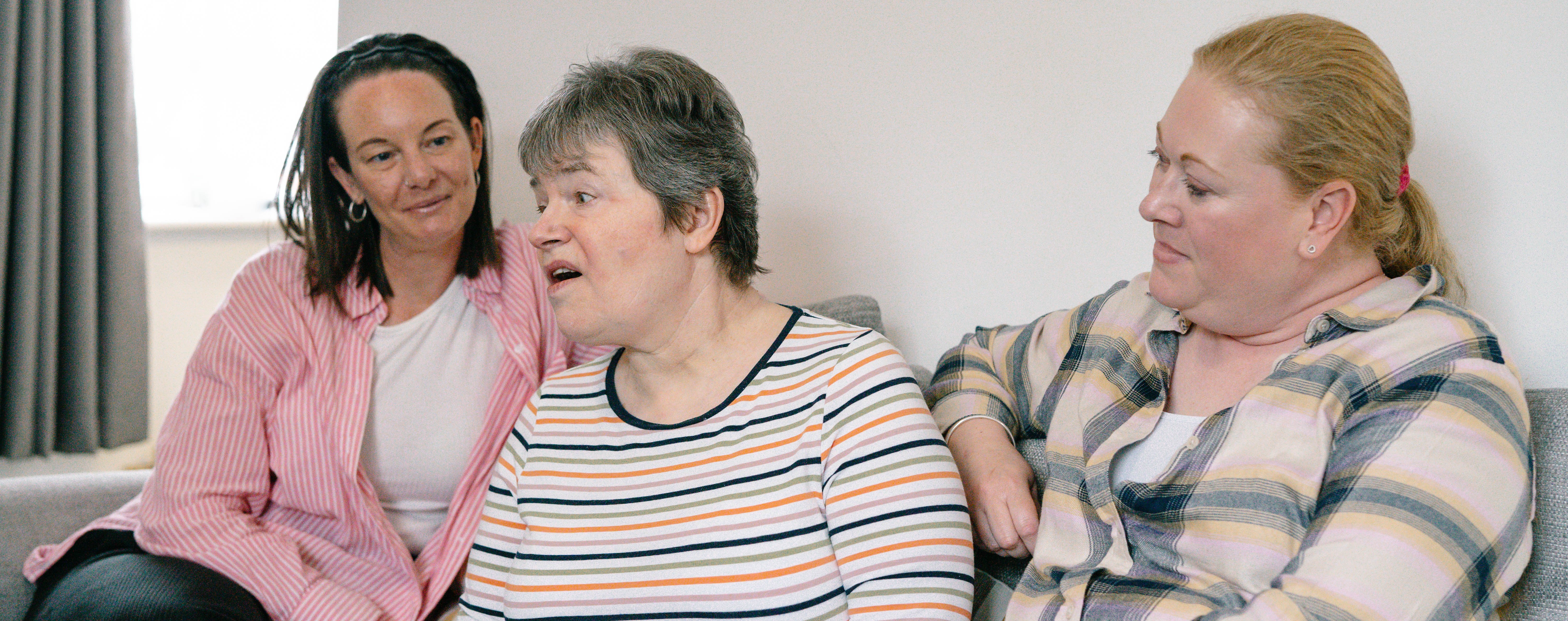 Caroline with Sam and Sam, her Support Workers