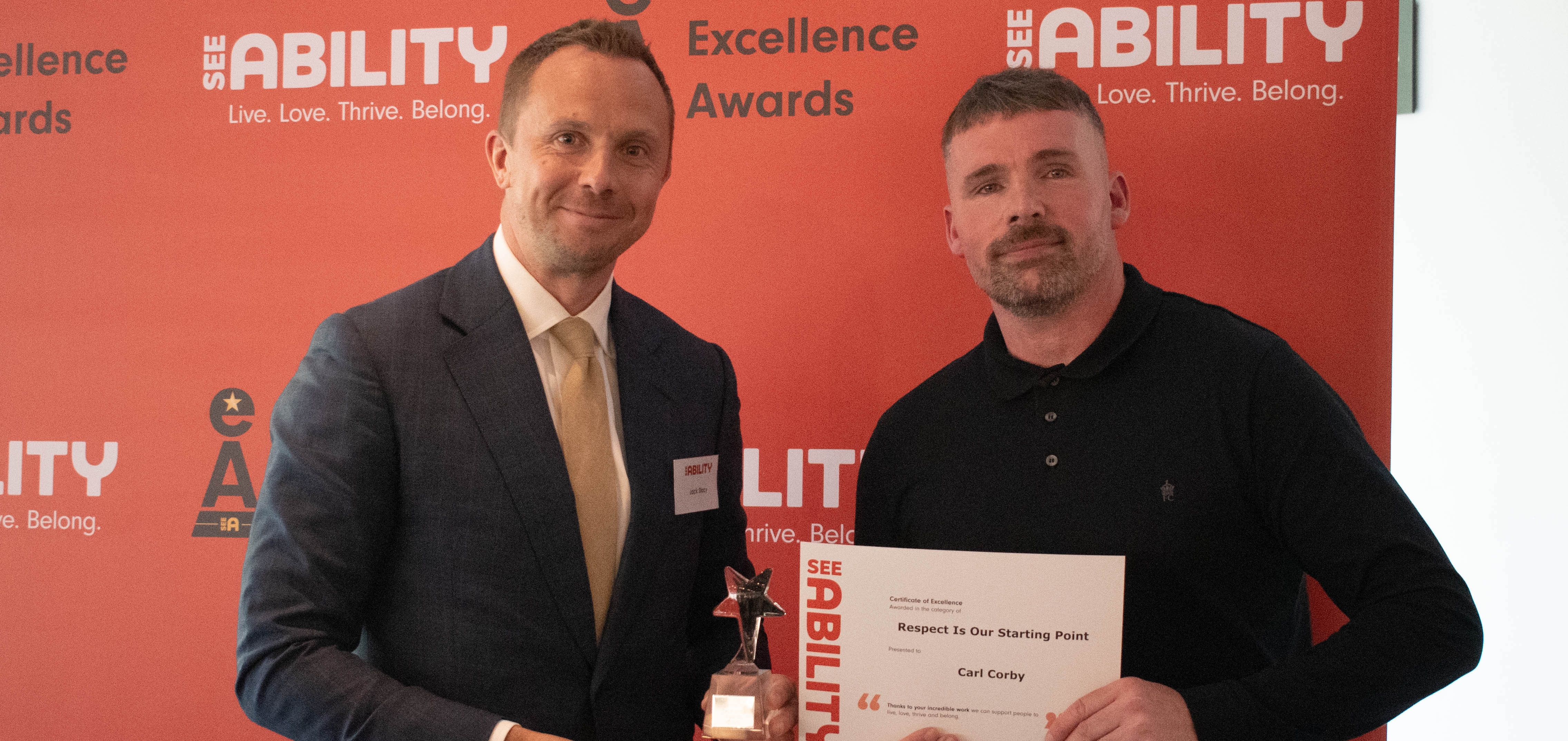 Carl accepting his award