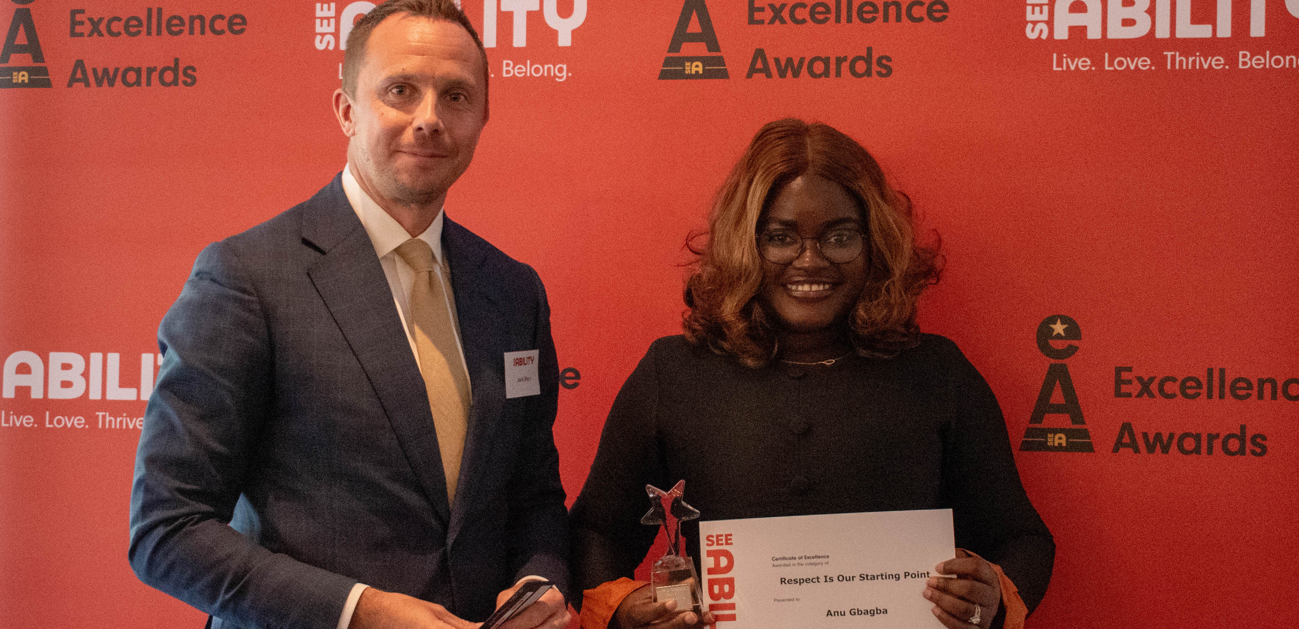 Anu accepting her award