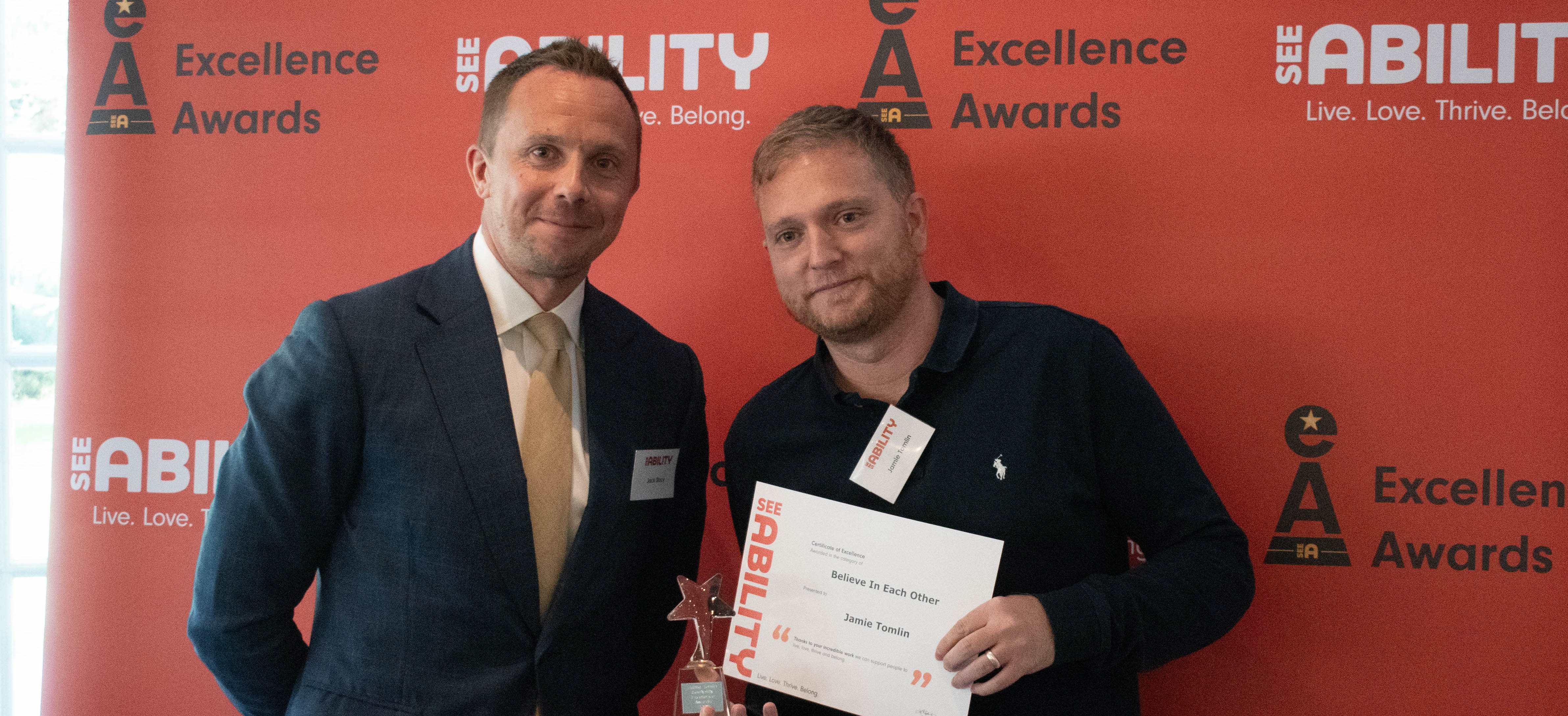 Jamie accepts his award