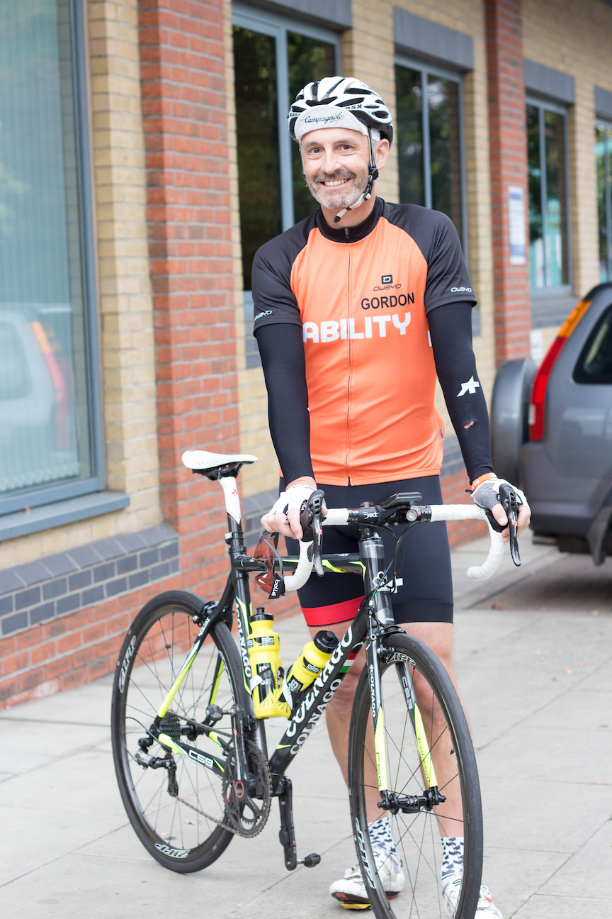 Gordon with his bicycle