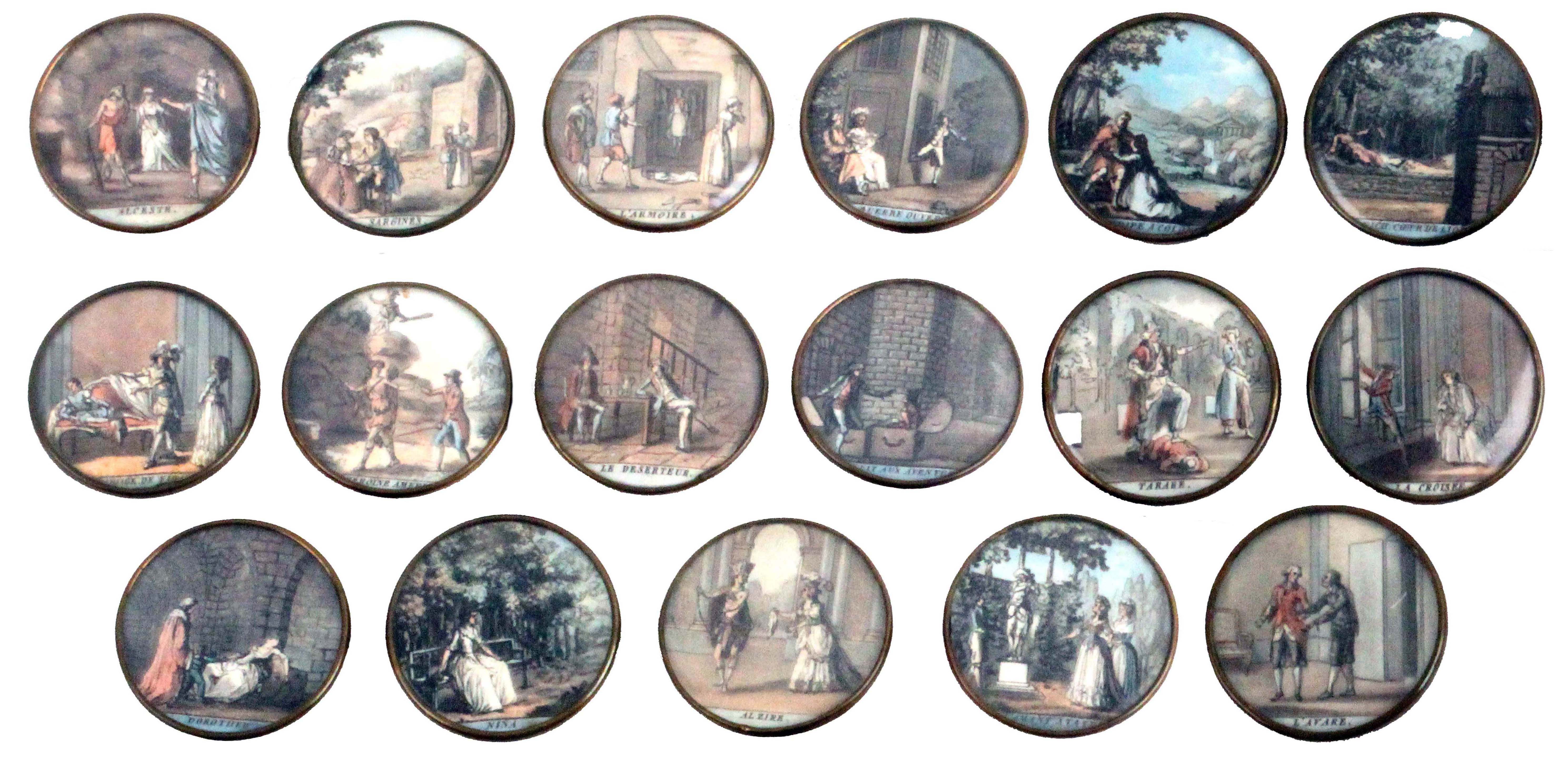 A set of pre-revolutionary French theatre buttons