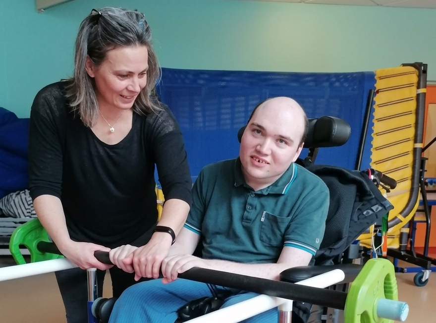Jordan has a physiotherapy session at Heather House