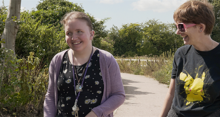 Kayleigh with sight loss walking