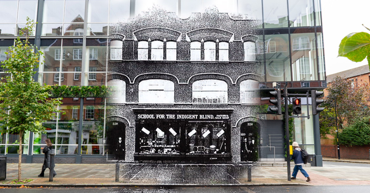 The first factory shop merged with a modern building