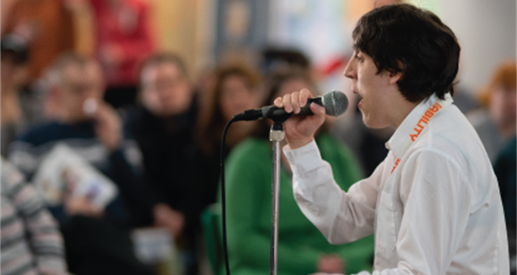 Rebecca giving a speech