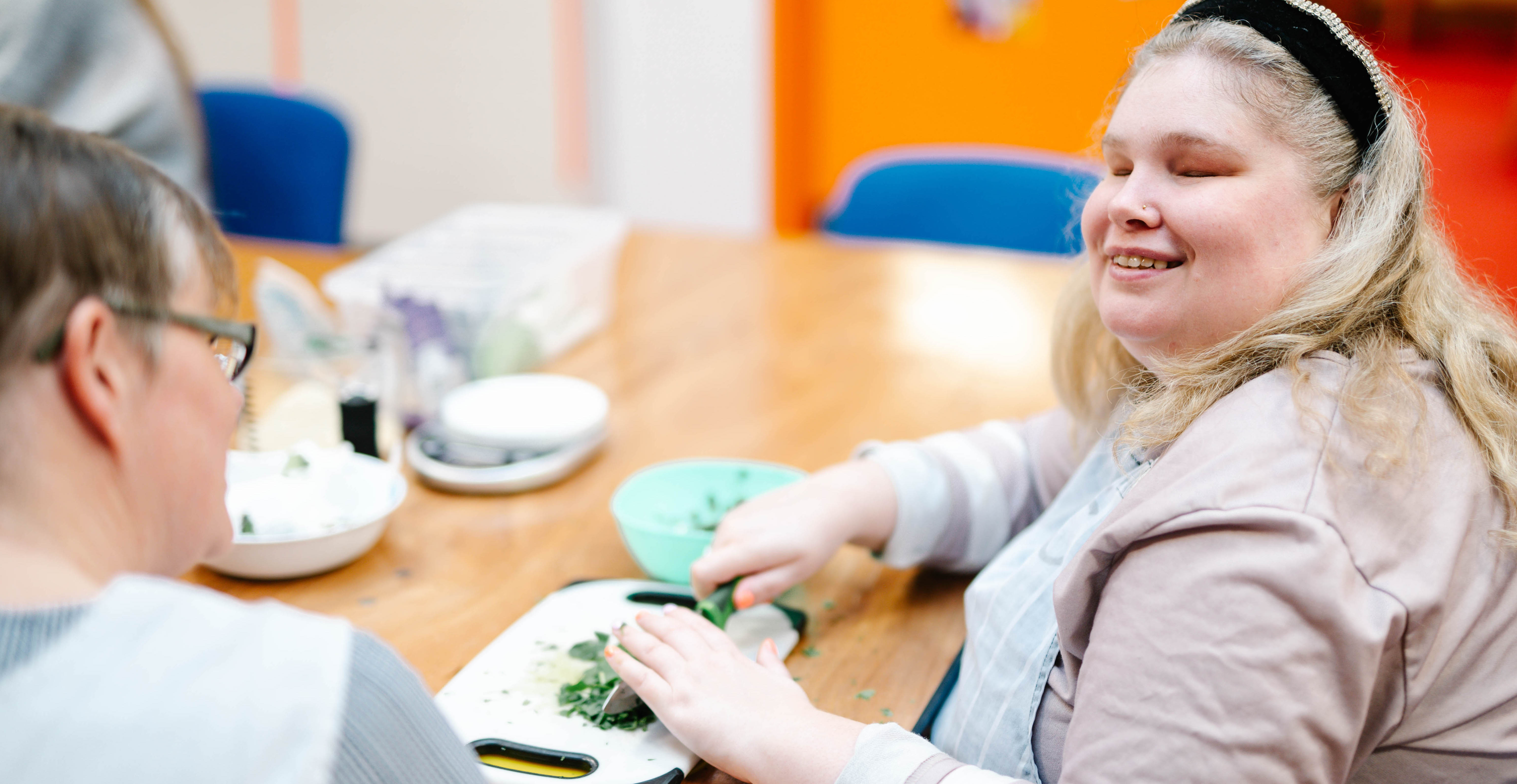 Joanne learning to cook