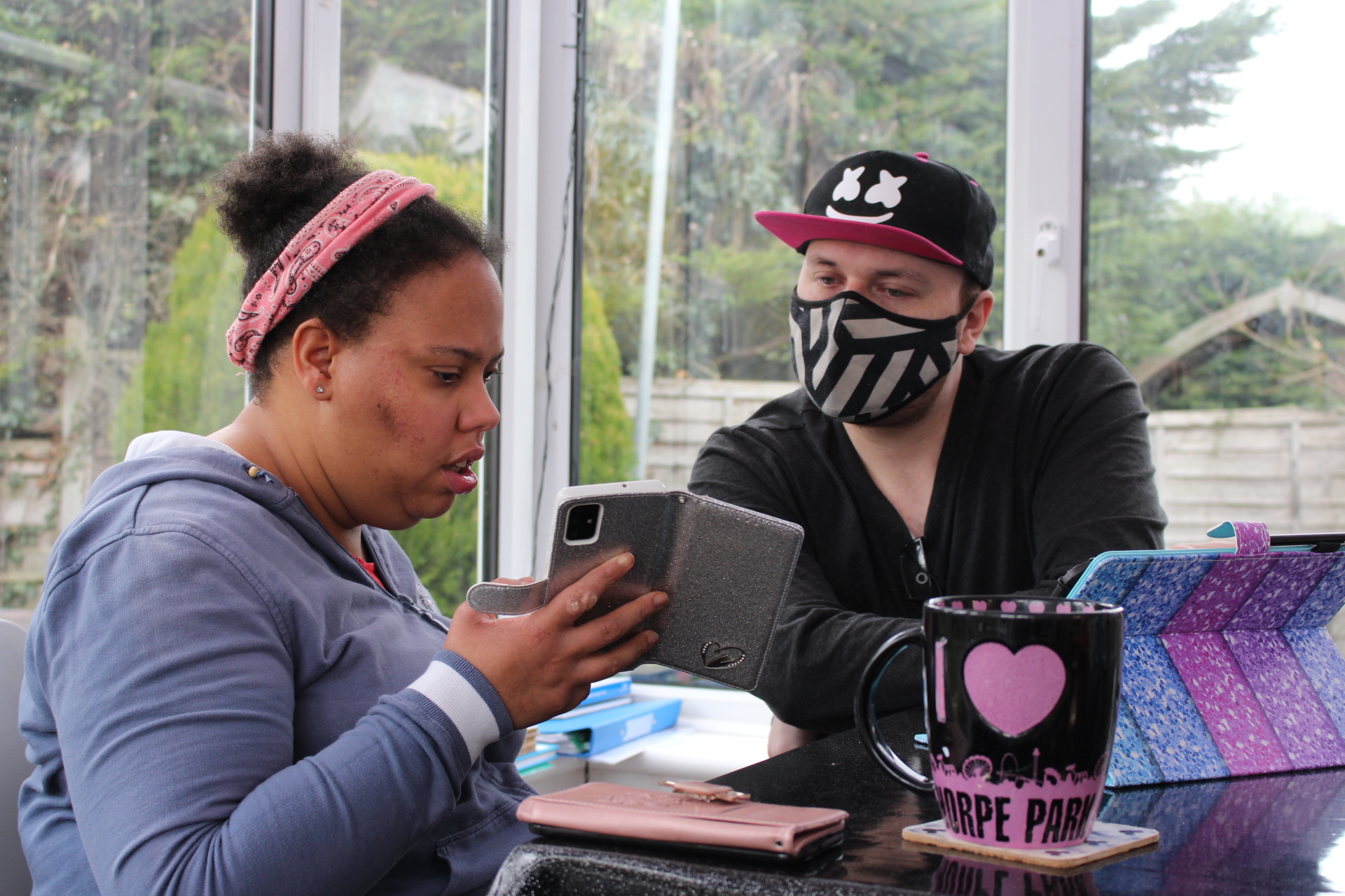 Tamika and Joe in the conservatory