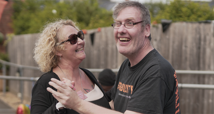 Two people at a party