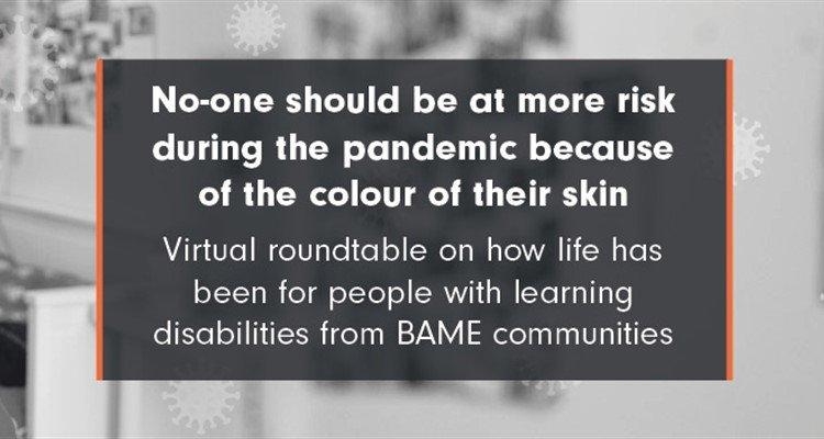 A quote that reads: No-one should be more at risk during the pandemic because of the colour of their skin.