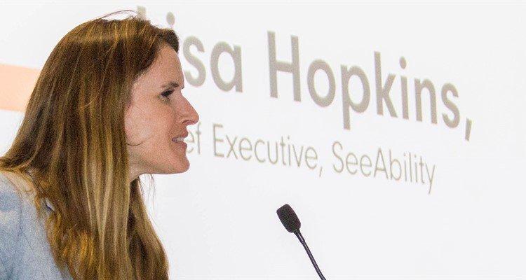 CEO Lisa Hopkins gives a speech