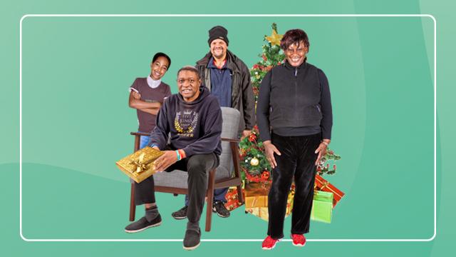 A group of people celebrating Christmas