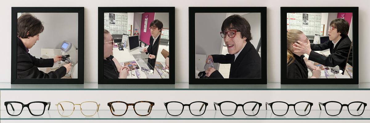 A collage of photos showing Rebecca during her work experience