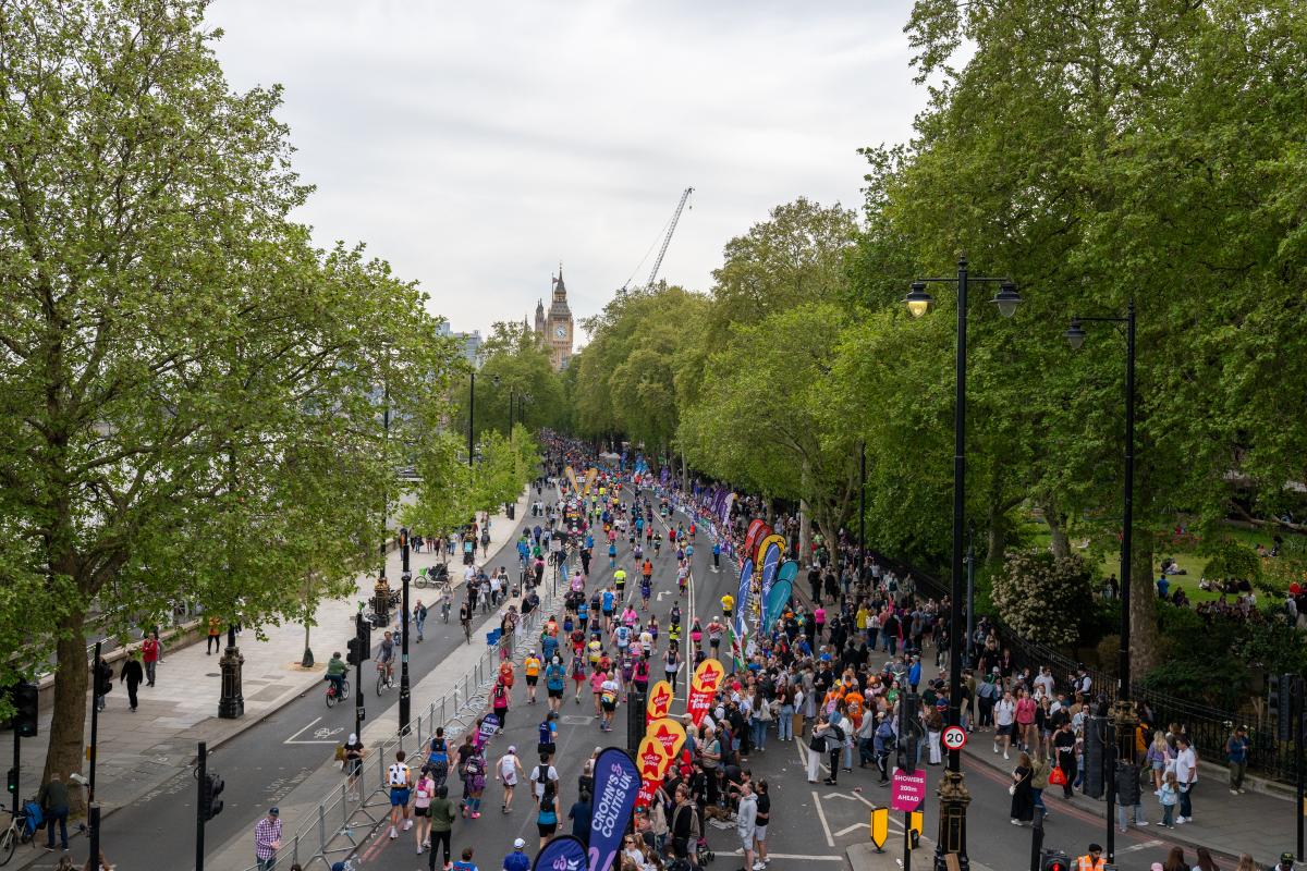 A view of the London Marathon, with Big Ben in the background