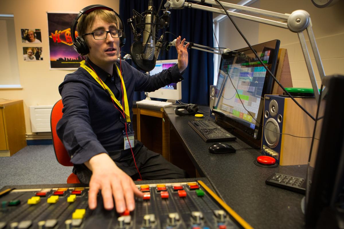 Ian at a radio station