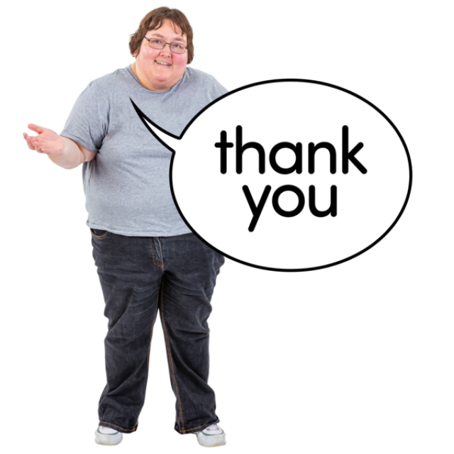 Person saying thank you