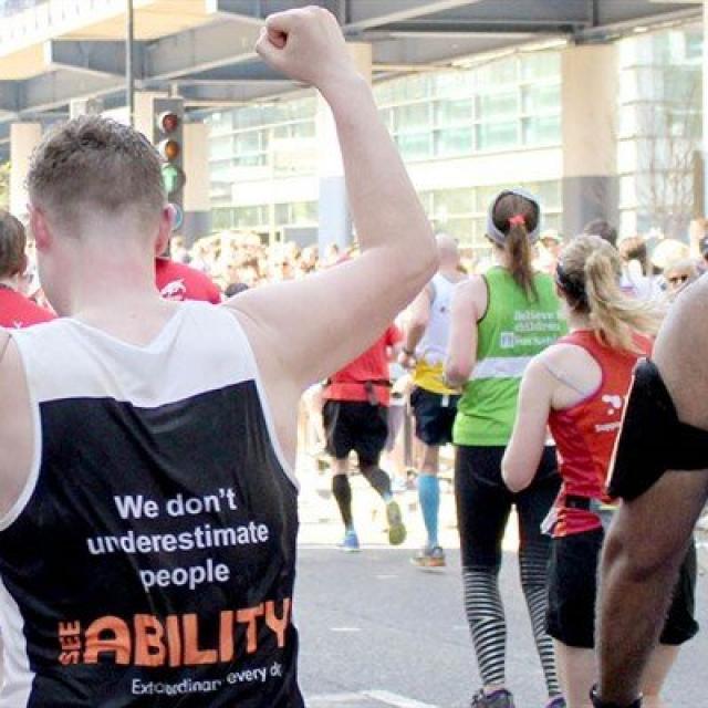 SeeAbility supporter running the marathon