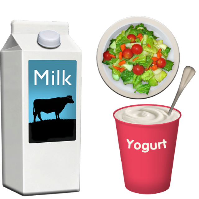 Milk, yogurt and kale