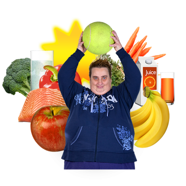 Person holding fruit and vegetables 