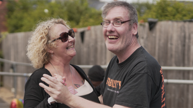 Two people at a party