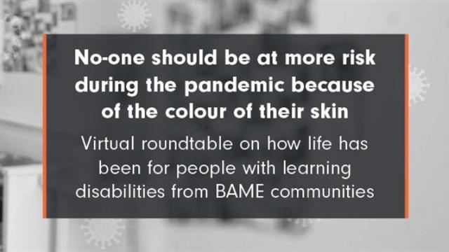 A quote that reads: No-one should be more at risk during the pandemic because of the colour of their skin.