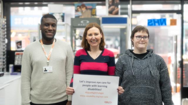 Lance, Vicky and Grace at an opticians