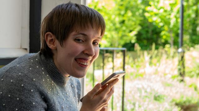 Summer using a phone