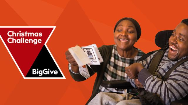 A banner with a picture of Sadick that reads 'Christmas Challenge: Big Give'