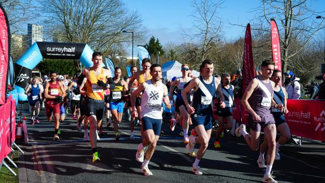 People running the surrey half marathon