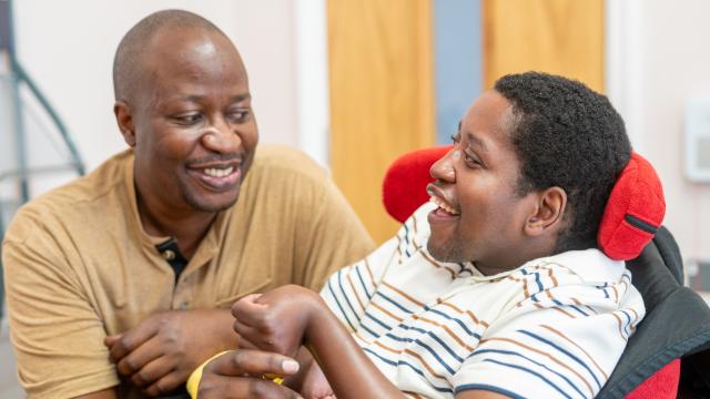 Sadick and his support worker