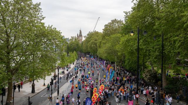A view of the London Marathon, with Big Ben in the background