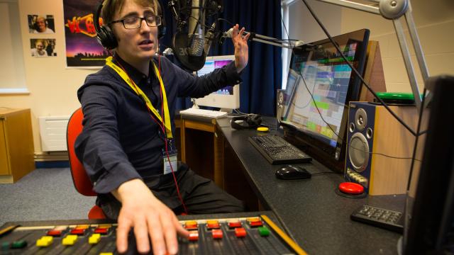 Ian at a radio station